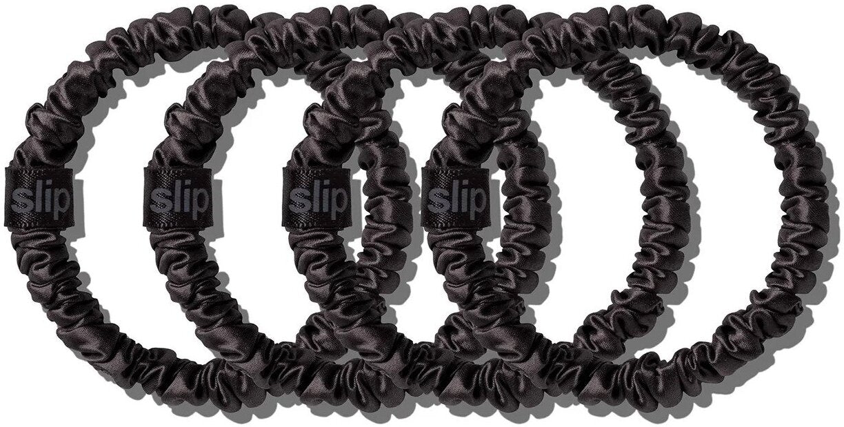 Pure Silk Skinny Scrunchies - Back To Basics#color_black